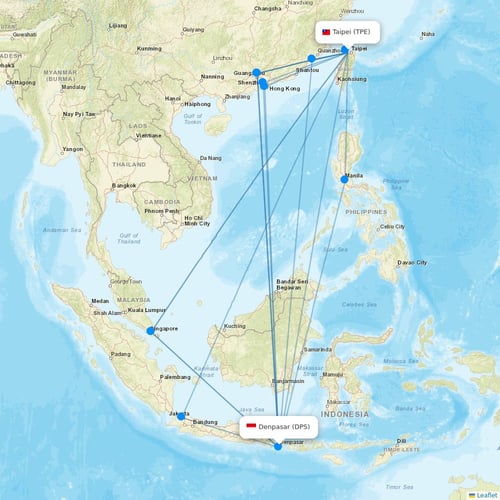 China Airlines flights between Taipei and Denpasar