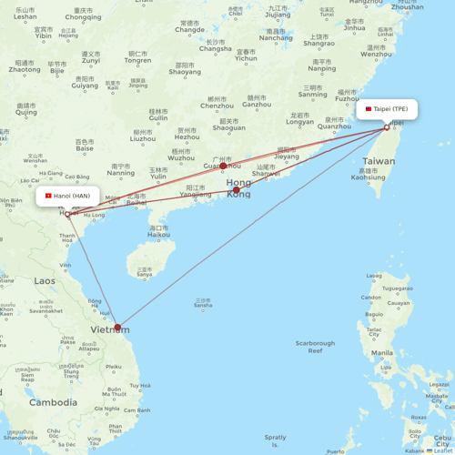 Starlux Airlines flights between Taipei and Hanoi
