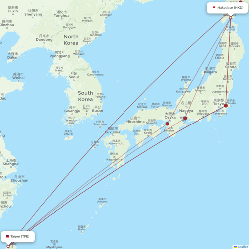 Starlux Airlines flights between Taipei and Hakodate