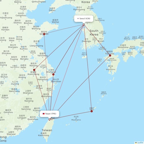 China Airlines flights between Taipei and Seoul