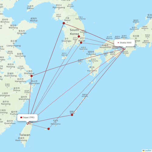 Starlux Airlines flights between Taipei and Osaka