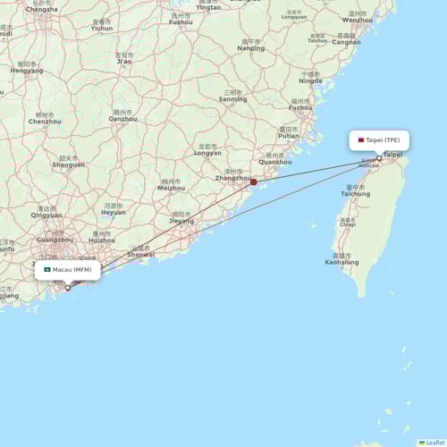 Air Macau flights between Taipei and Macau