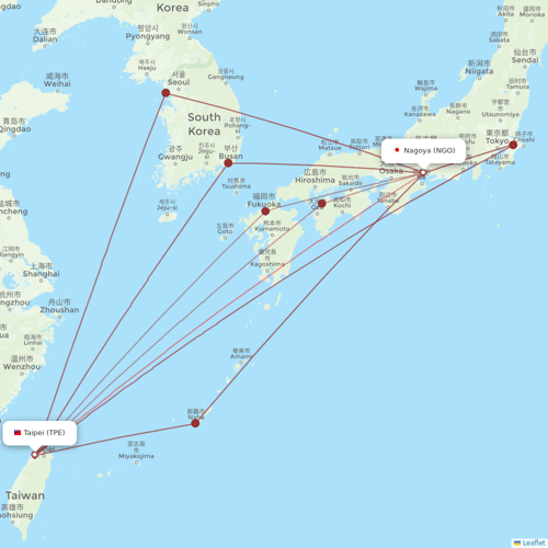 China Airlines flights between Taipei and Nagoya