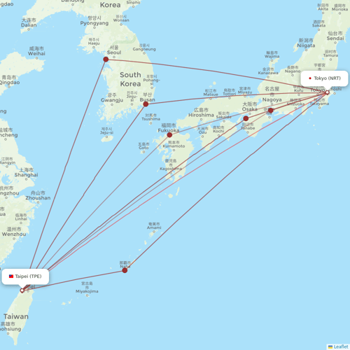 China Airlines flights between Taipei and Tokyo