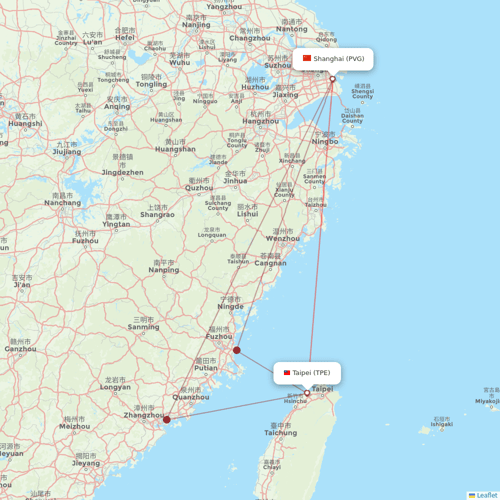 EVA Air flights between Taipei and Shanghai
