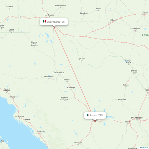 TAR Aerolineas flights between Torreon and Ciudad Juarez