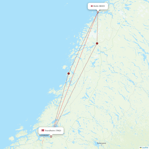 Wideroe flights between Trondheim and Bodo