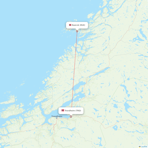 Wideroe flights between Trondheim and Roervik