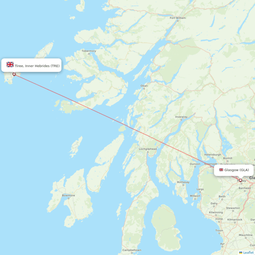 Loganair flights between Tiree, Inner Hebrides and Glasgow