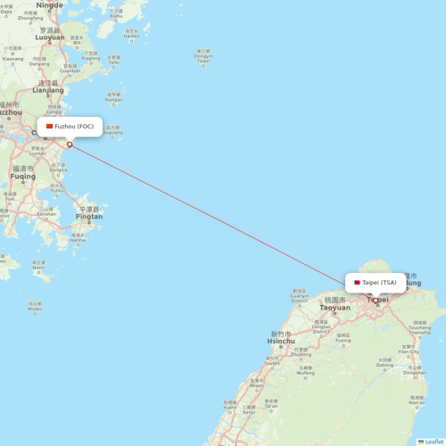 Mandarin Airlines flights between Taipei and Fuzhou