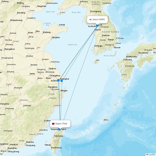 Eastar Jet flights between Taipei and Seoul