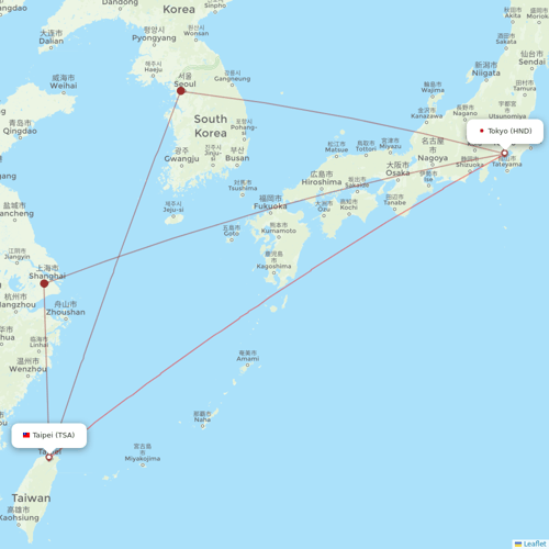 China Airlines flights between Taipei and Tokyo
