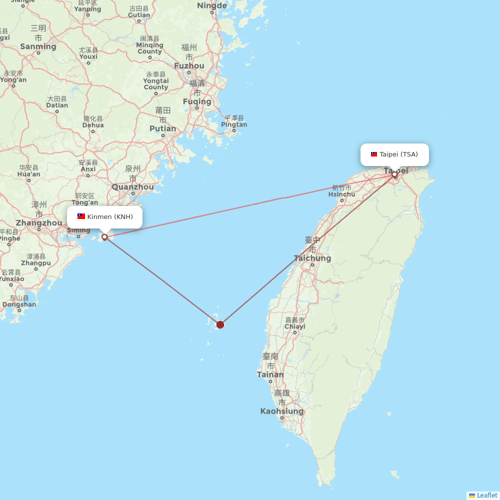Mandarin Airlines flights between Taipei and Kinmen