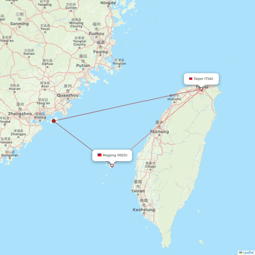 Mandarin Airlines flights between Taipei and Magong