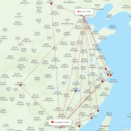 Tianjin Airlines flights between Tianjin and Guangzhou