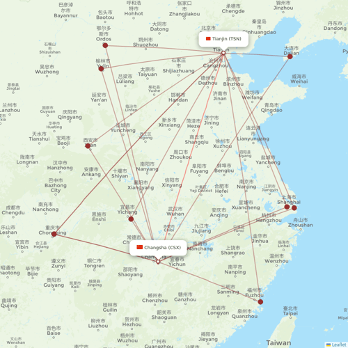 Okay Airways flights between Tianjin and Changsha