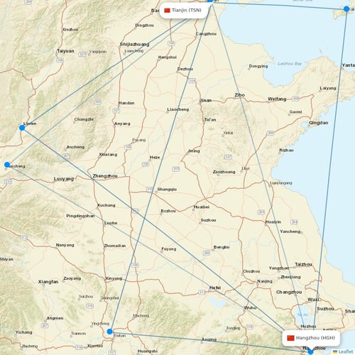 Tianjin Airlines flights between Tianjin and Hangzhou