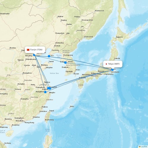 Spring Airlines Japan flights between Tianjin and Tokyo