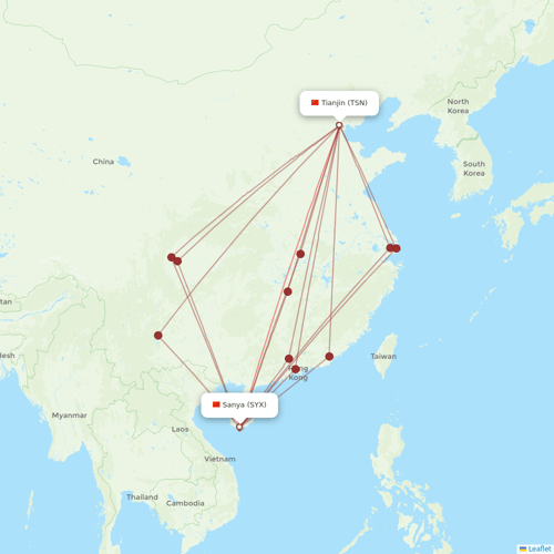 Beijing Capital Airlines flights between Tianjin and Sanya