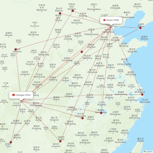 Okay Airways flights between Tianjin and Chengdu