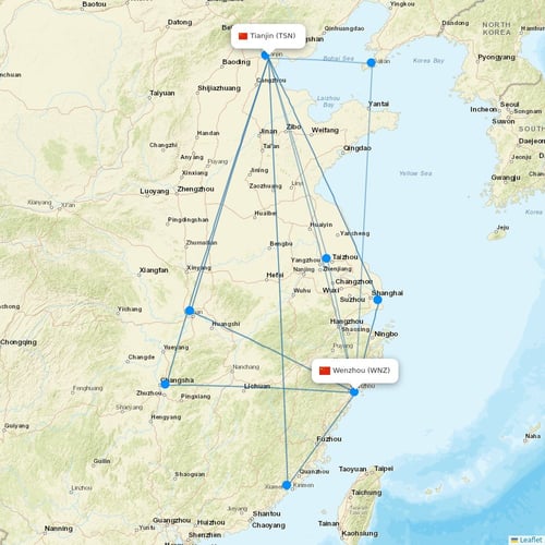 China United Airlines flights between Tianjin and Wenzhou