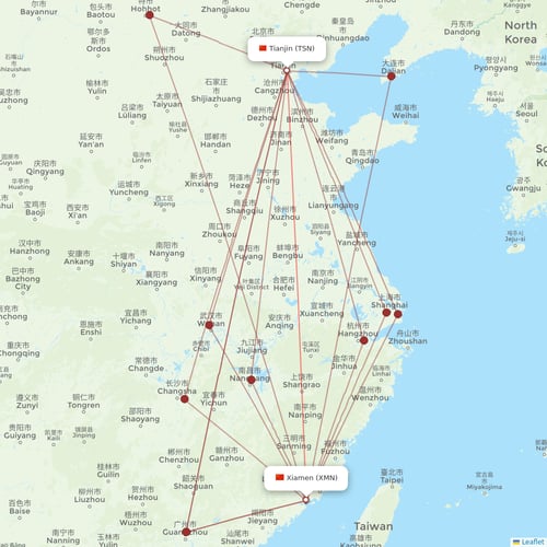 Xiamen Airlines routes 2025 – map with all flights - Flight Routes