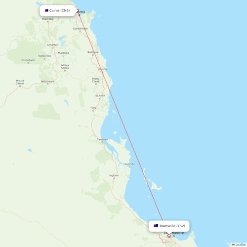 Qantas flights between Townsville and Cairns