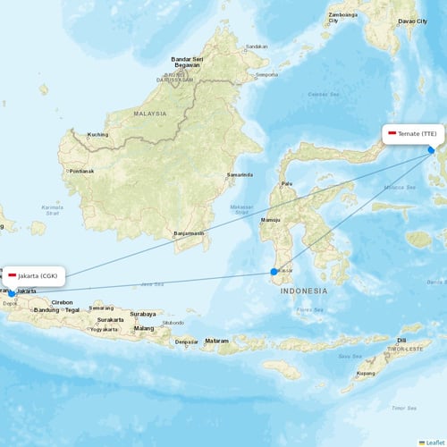 Sriwijaya Air flights between Ternate and Jakarta