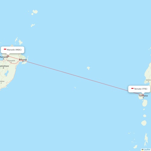 Sriwijaya Air flights between Ternate and Manado