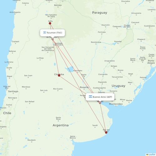 Aerolineas Argentinas flights between Tucuman and Buenos Aires