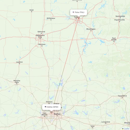 American Airlines flights between Tulsa and Dallas