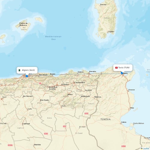 Air Algerie flights between Tunis and Algiers