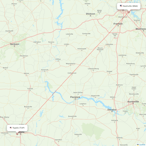 Contour Aviation flights between Tupelo and Nashville