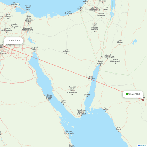 Nile Air flights between Tabuk and Cairo