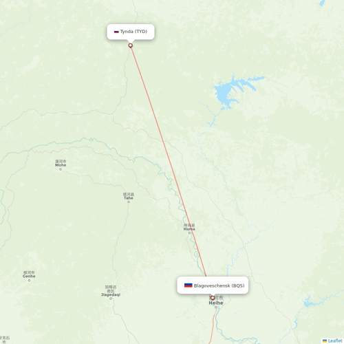 Aurora flights between Tynda and Blagoveschensk