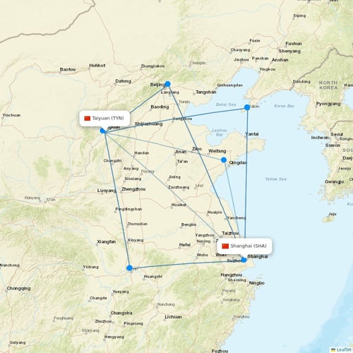 China Eastern Airlines flights between Taiyuan and Shanghai