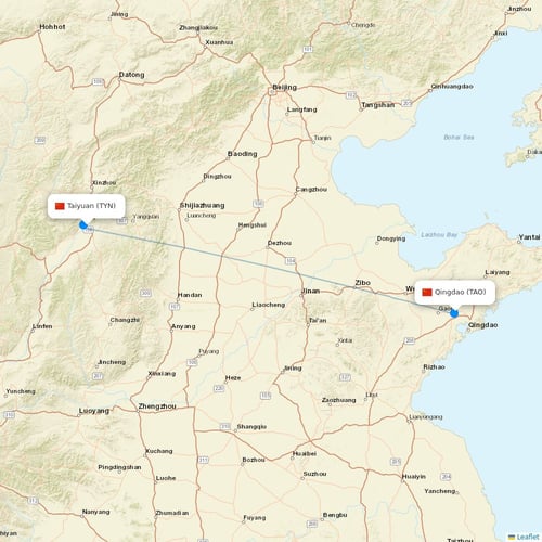 Ruili Airlines flights between Taiyuan and Qingdao