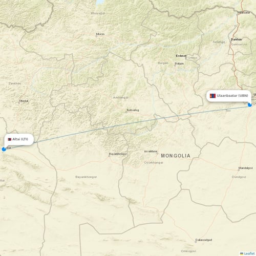 Miat - Mongolian Airlines flights between Ulaanbaatar and Altai