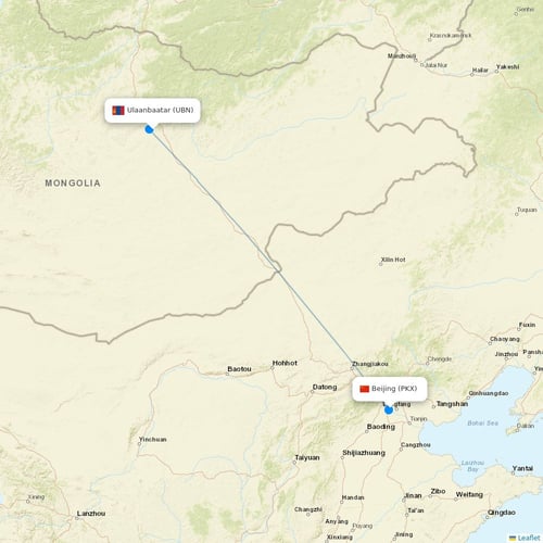 Hunnu Air flights between Ulaanbaatar and Beijing