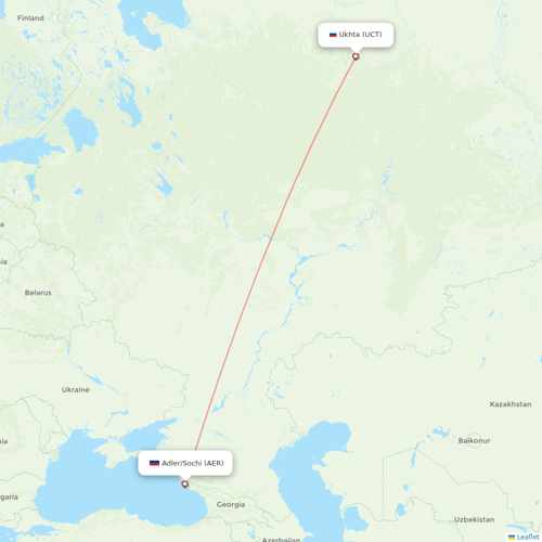 Severstal Aircompany flights between Ukhta and Adler/Sochi