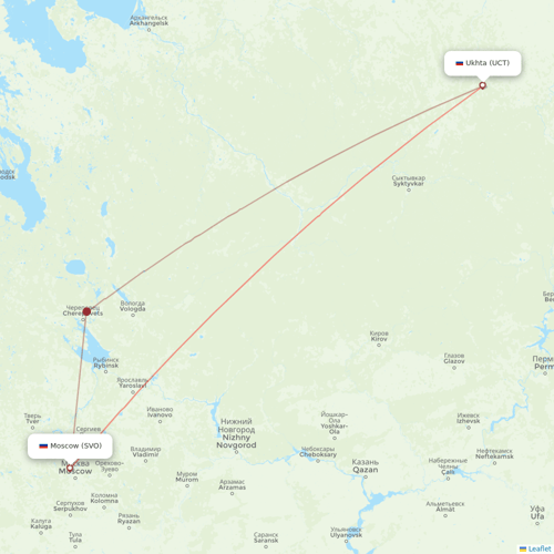 Severstal Aircompany flights between Ukhta and Moscow
