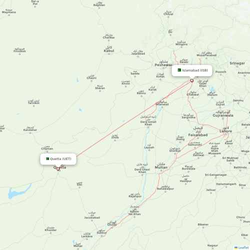 Air Arabia Jordan flights between Quetta and Islamabad
