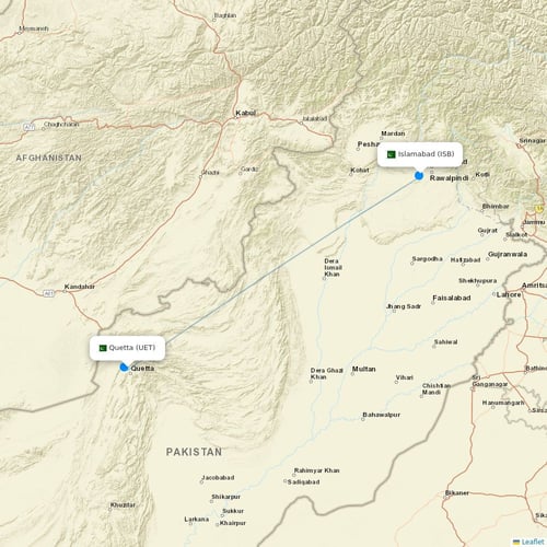 Air Arabia Jordan flights between Quetta and Islamabad