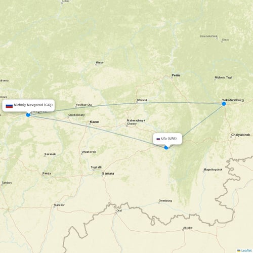 Pegas Fly flights between Ufa and Nizhniy Novgorod