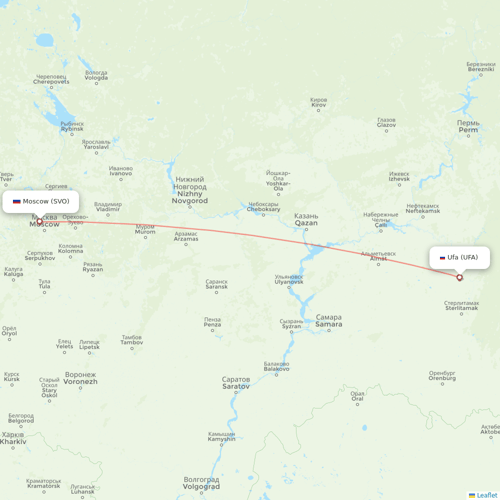 Aeroflot flights between Ufa and Moscow