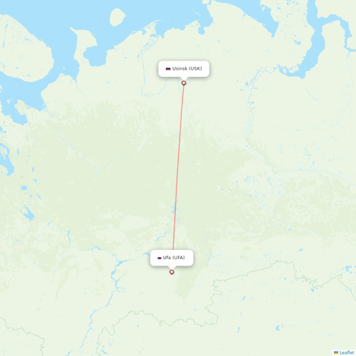 UVT Aero flights between Ufa and Usinsk