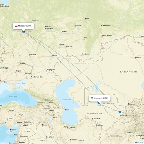 CanJet Airlines flights between Urgench and Moscow