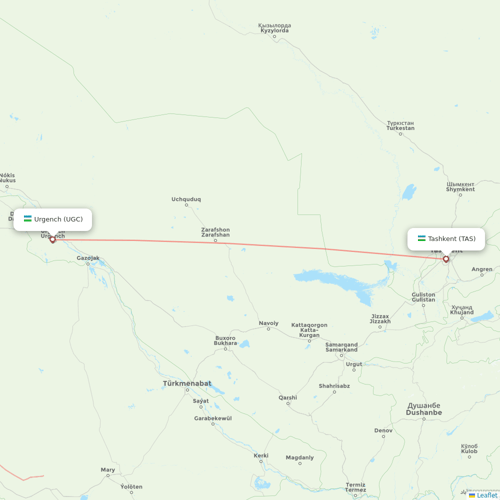 US Airways flights between Urgench and Tashkent