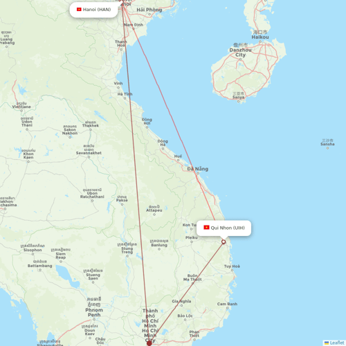 Vietnam Airlines flights between Qui Nhon and Hanoi
