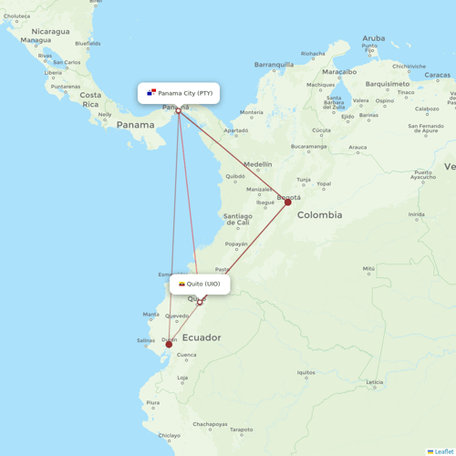 Copa Airlines flights between Quito and Panama City